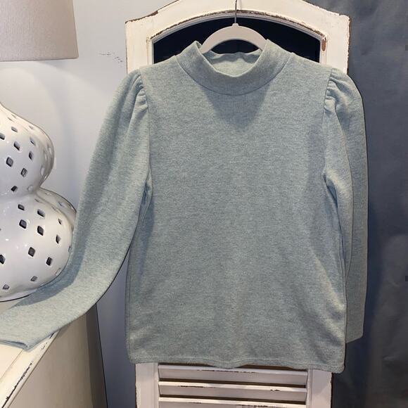 Madewell Sweaters - MadewellPlush Mock Neck Puff Sleeve Top